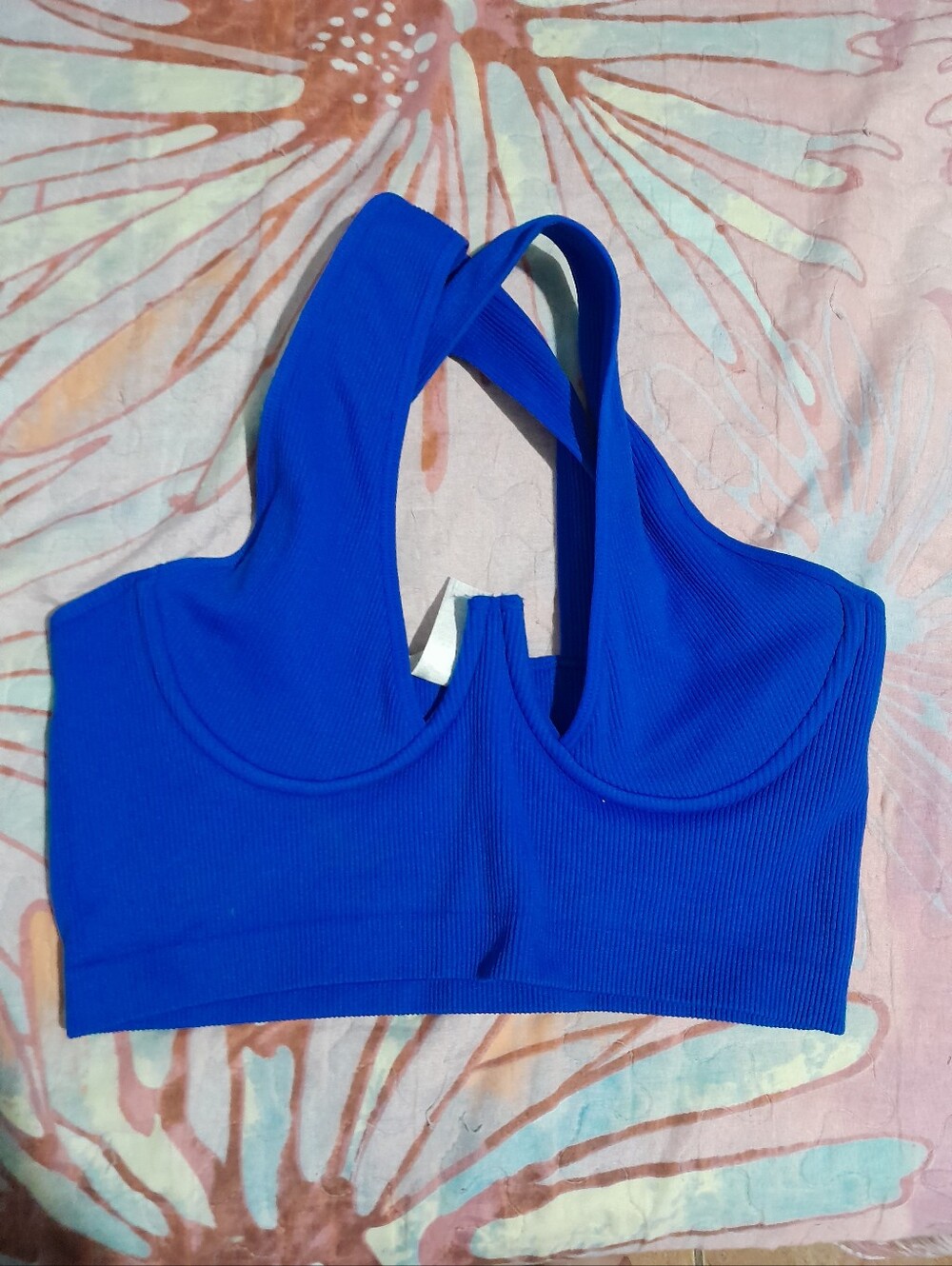Blue Ribbed Seamless Underwire Bralette - Women Intimates